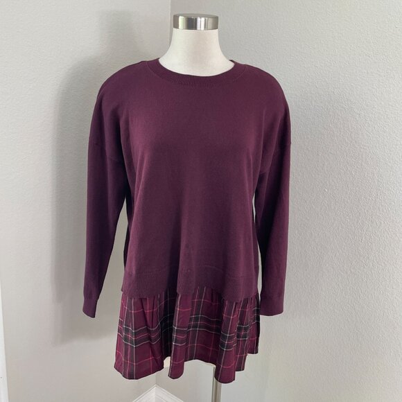 Torrid 0 Womens Large Long Sleeve Cropped 2fer Sweater Knit Top Preppy Academia - Picture 1 of 9